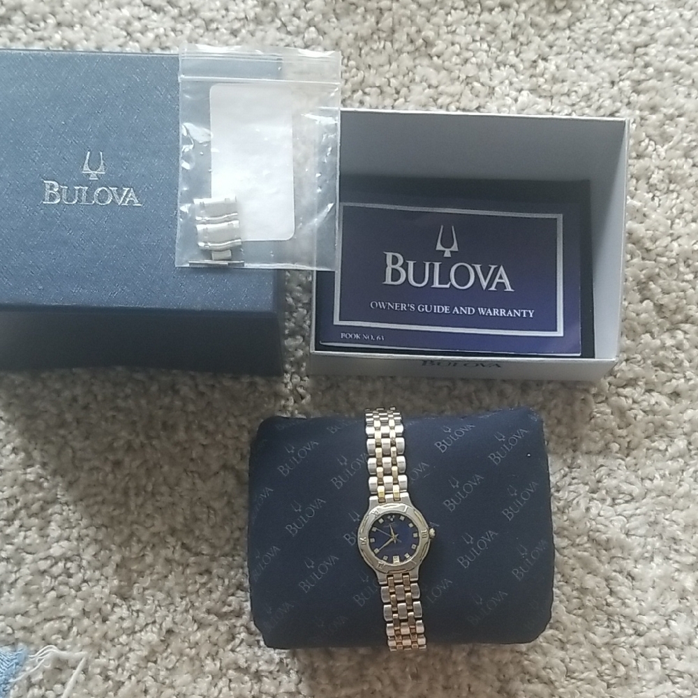 Bulova Gold and Silver Watch with Elegant Metal Bracelet